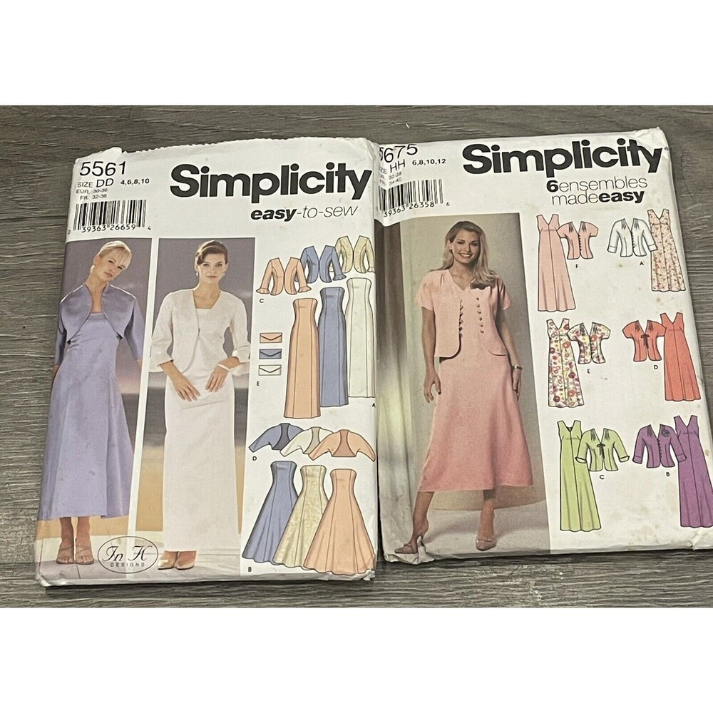Lot of 2 Sewing Patterns Womens Formal Dresses sizes 6-10 Simplicity